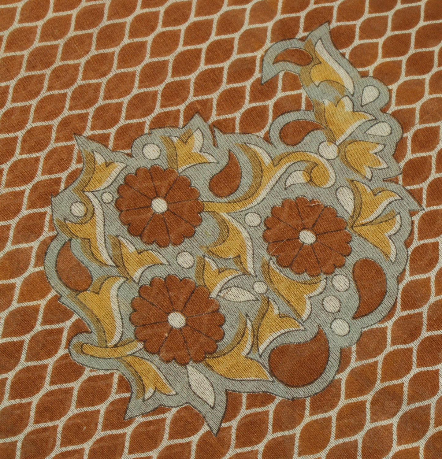 Sushila Vintage Brown Saree 100% Pure Cotton Printed Floral Soft Craft Fabric