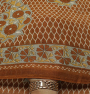 Sushila Vintage Brown Saree 100% Pure Cotton Printed Floral Soft Craft Fabric