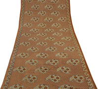 Sushila Vintage Brown Saree 100% Pure Cotton Printed Floral Soft Craft Fabric