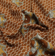 Sushila Vintage Brown Saree 100% Pure Cotton Printed Floral Soft Craft Fabric
