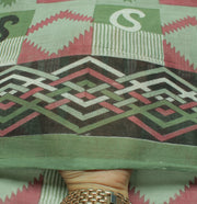 Sushila Vintage Green Saree 100% Pure Cotton Printed Paisley Soft Craft Fabric