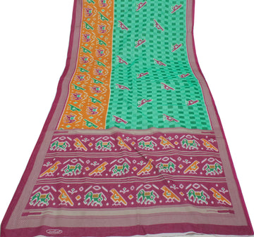 Sushila Vintage Indian Saree 100% Pure Cotton Printed Birds Soft Craft Fabric