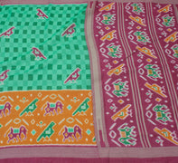 Sushila Vintage Indian Saree 100% Pure Cotton Printed Birds Soft Craft Fabric