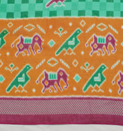 Sushila Vintage Indian Saree 100% Pure Cotton Printed Birds Soft Craft Fabric
