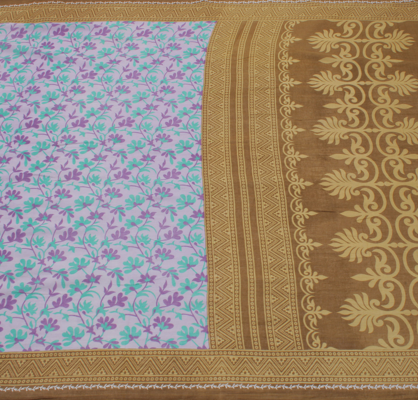 Sushila Vintage Lavender Saree Pure Cotton Printed Floral Soft Craft Fabric