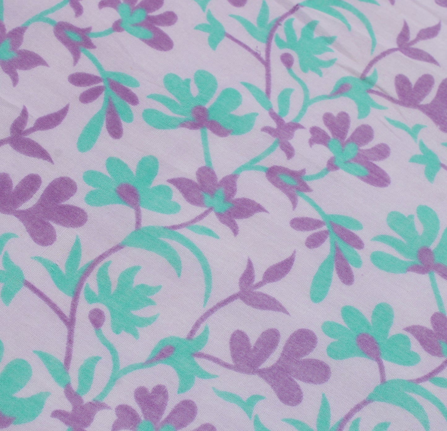 Sushila Vintage Lavender Saree Pure Cotton Printed Floral Soft Craft Fabric
