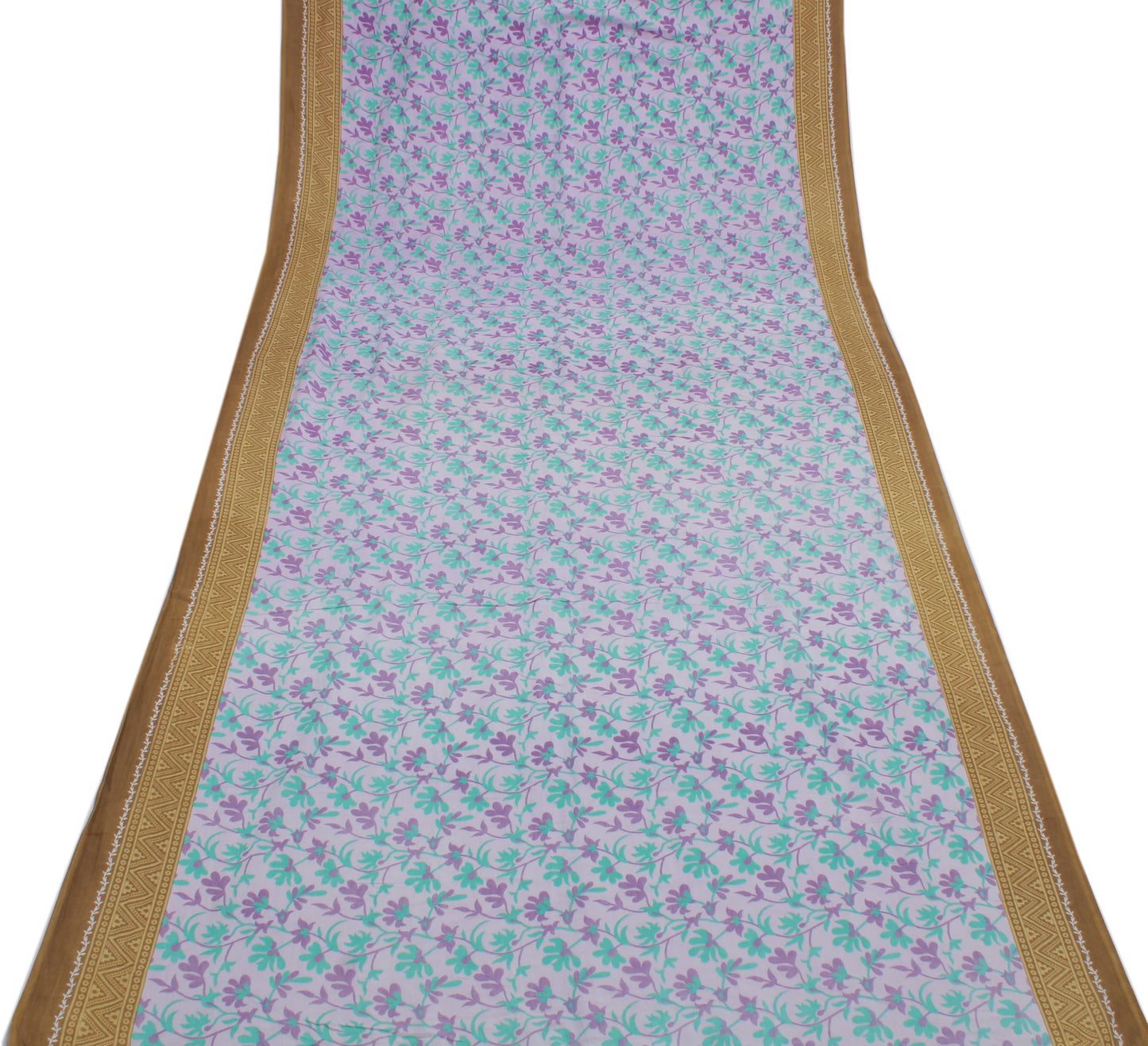 Sushila Vintage Lavender Saree Pure Cotton Printed Floral Soft Craft Fabric