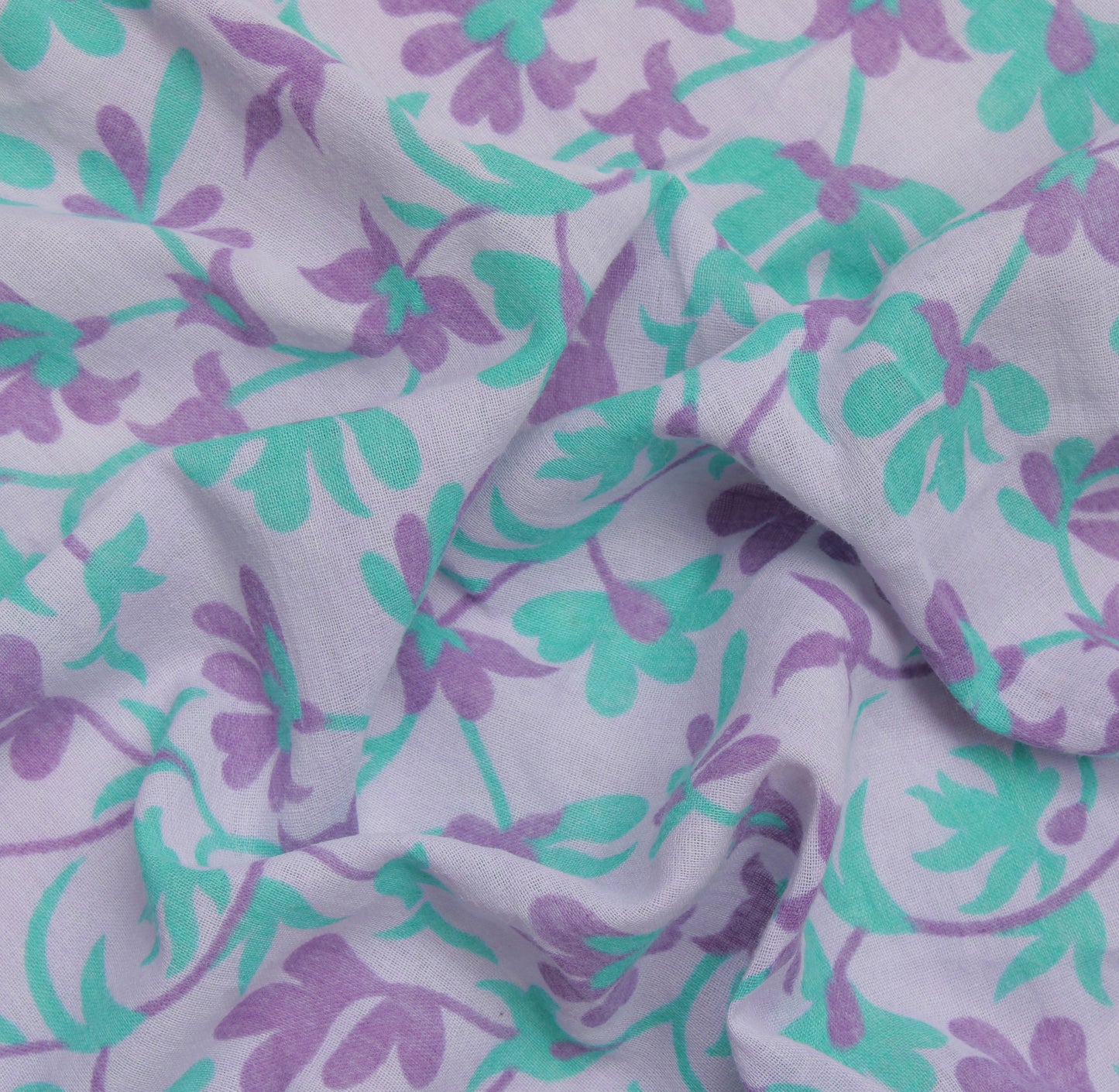 Sushila Vintage Lavender Saree Pure Cotton Printed Floral Soft Craft Fabric