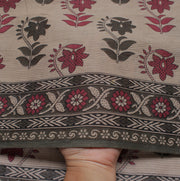 Sushila Vintage Indian Saree 100% Pure Cotton Printed Floral Craft Sari Fabric