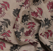 Sushila Vintage Indian Saree 100% Pure Cotton Printed Floral Craft Sari Fabric