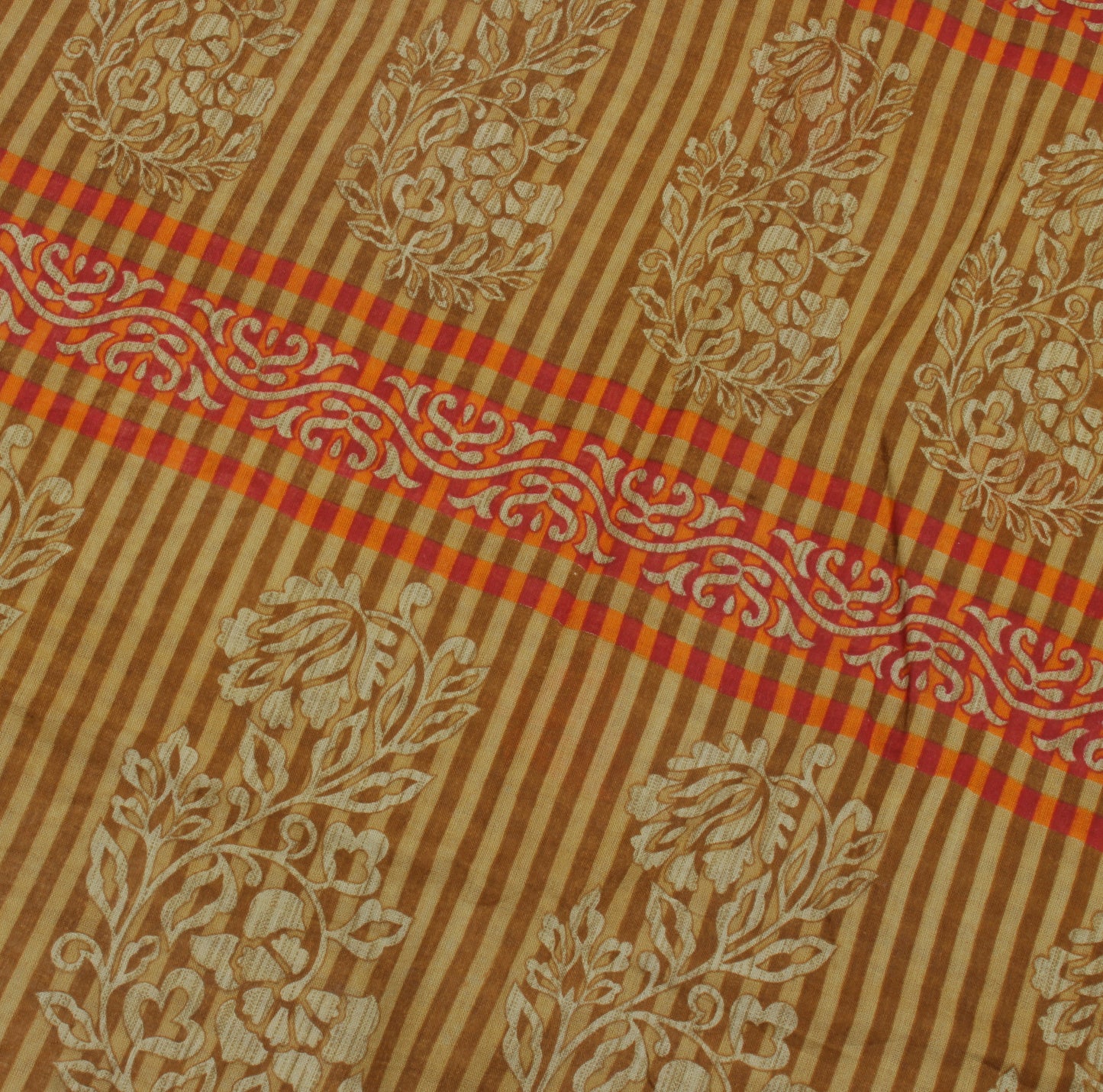 Sushila Vintage Green Saree 100% Pure Cotton Printed Floral Soft Craft Fabric