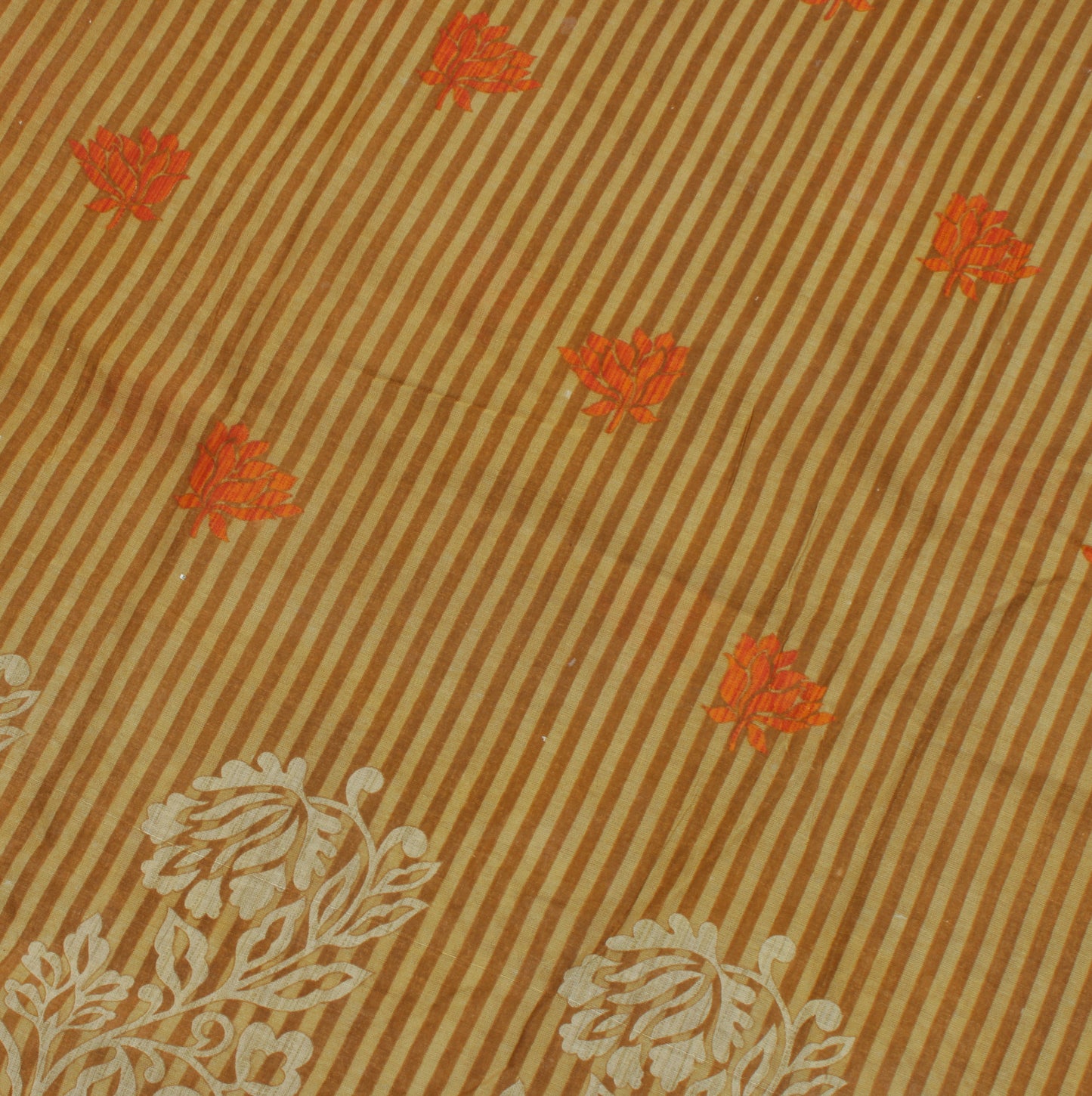 Sushila Vintage Green Saree 100% Pure Cotton Printed Floral Soft Craft Fabric