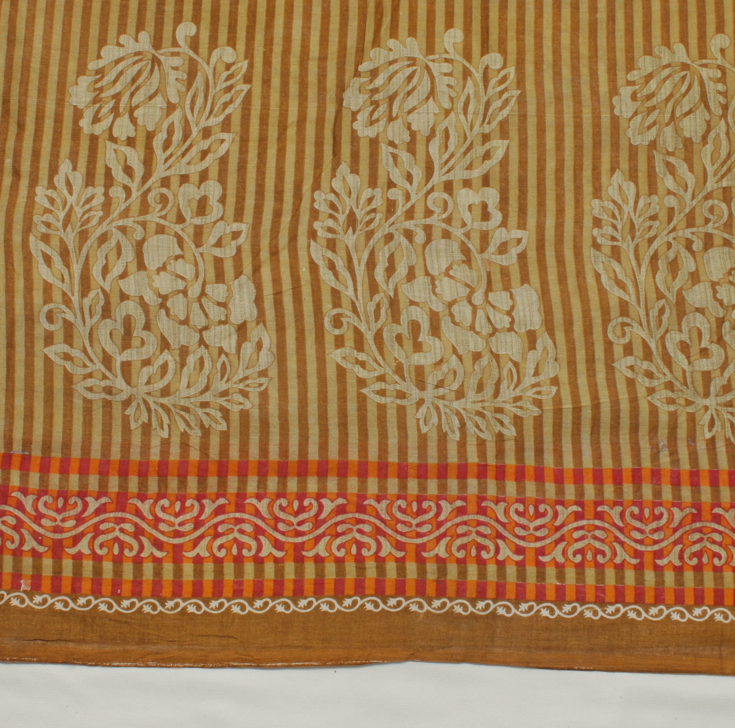 Sushila Vintage Green Saree 100% Pure Cotton Printed Floral Soft Craft Fabric