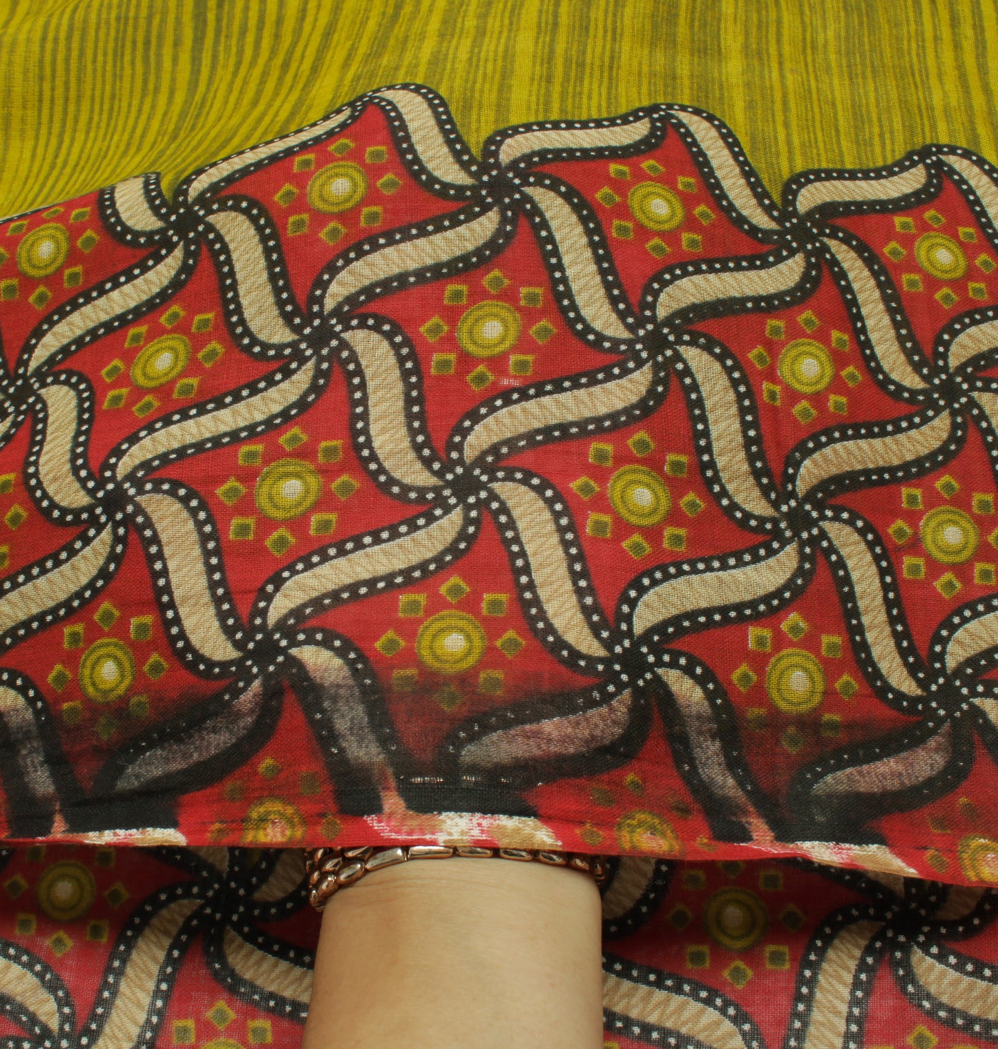 Sushila Vintage Green Indian Saree 100% Pure Cotton Printed Soft Craft Fabric