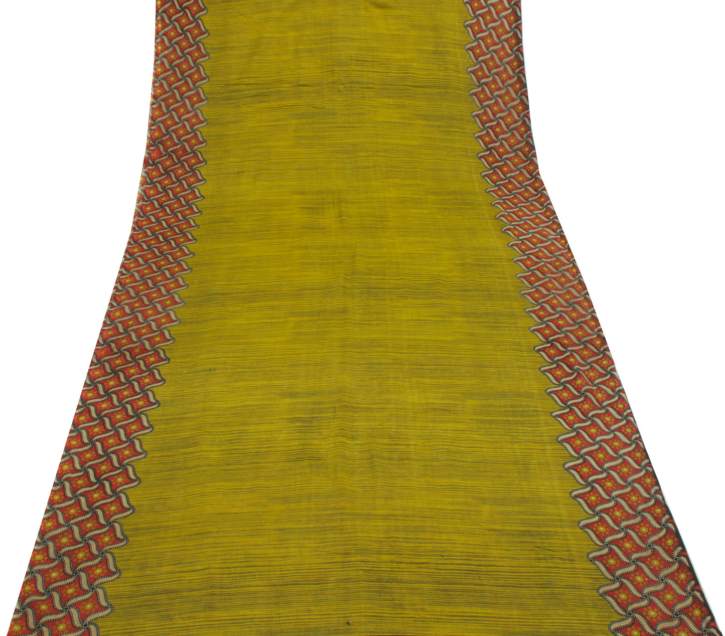 Sushila Vintage Green Indian Saree 100% Pure Cotton Printed Soft Craft Fabric