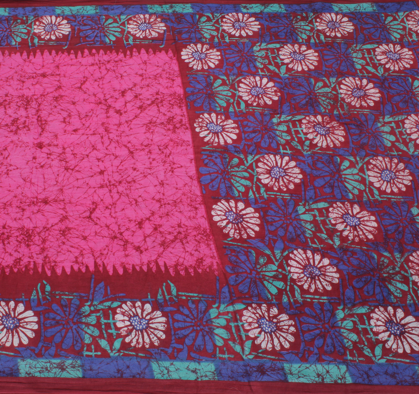Sushila Vintage Pink Saree 100% Pure Cotton Batik Printed Soft Craft Fabric