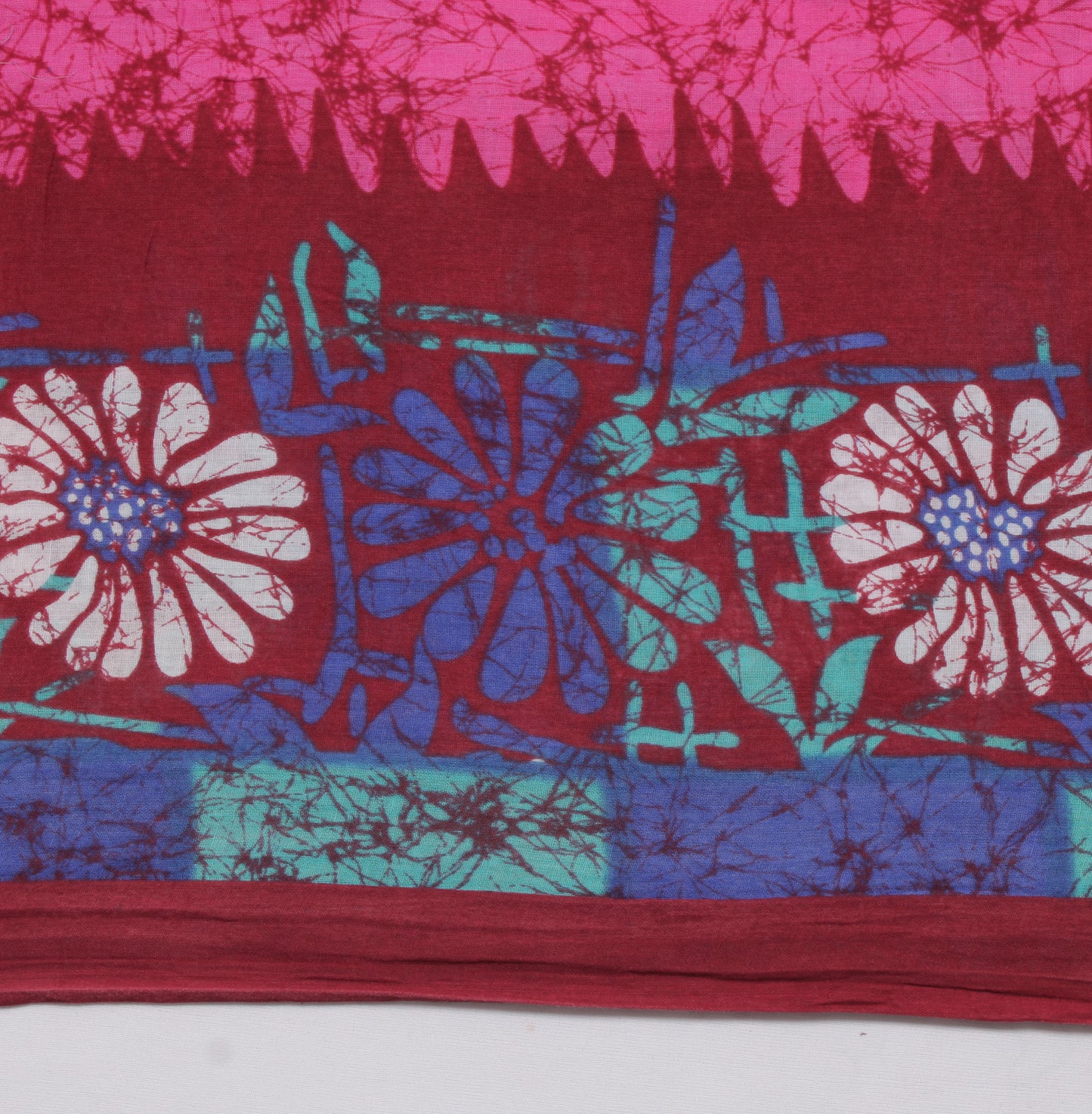 Sushila Vintage Pink Saree 100% Pure Cotton Batik Printed Soft Craft Fabric