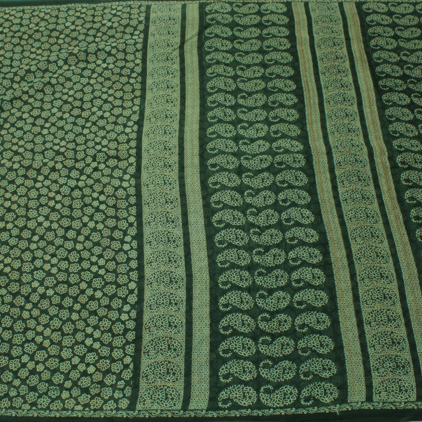Sushila Vintage Green Indian Saree 100% Pure Cotton Printed Floral Craft Fabric