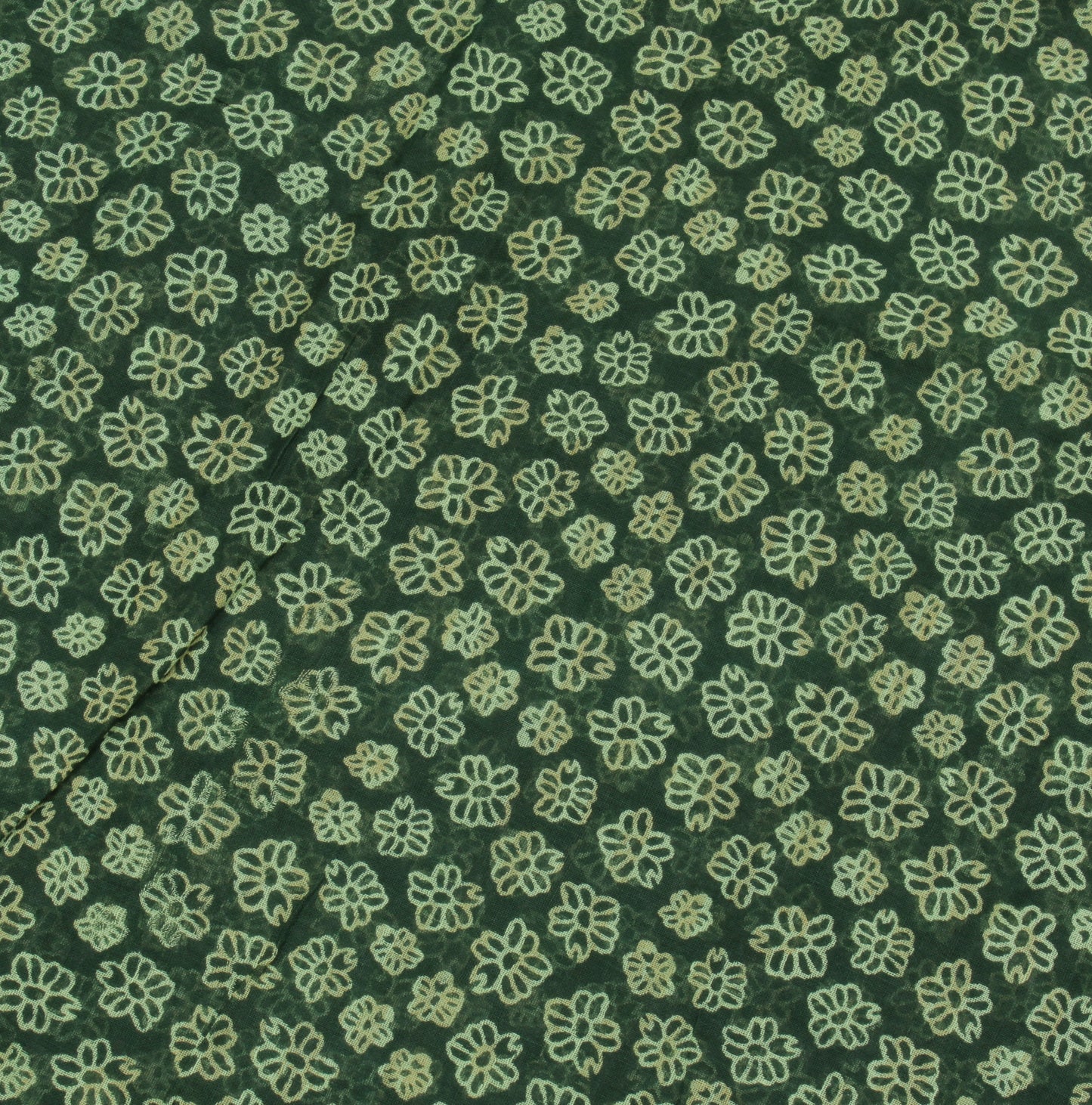 Sushila Vintage Green Indian Saree 100% Pure Cotton Printed Floral Craft Fabric