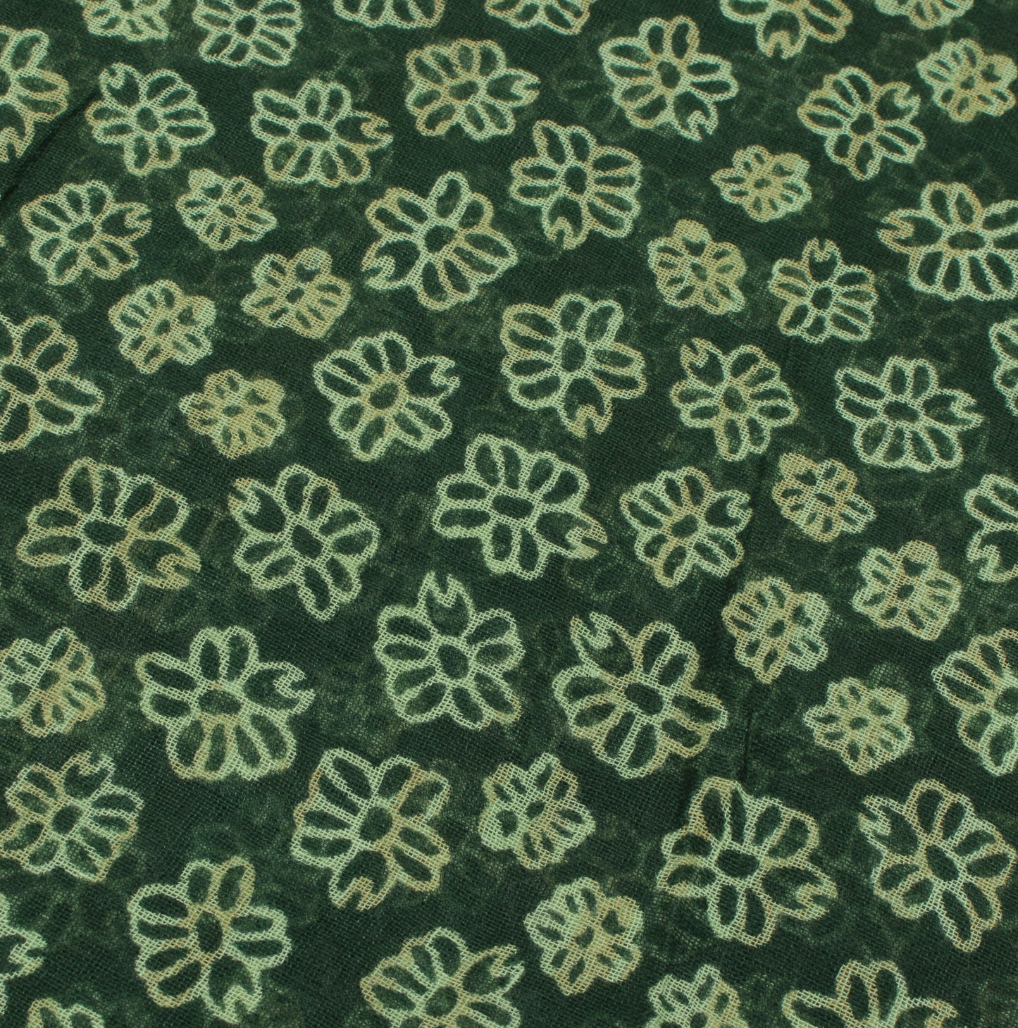Sushila Vintage Green Indian Saree 100% Pure Cotton Printed Floral Craft Fabric