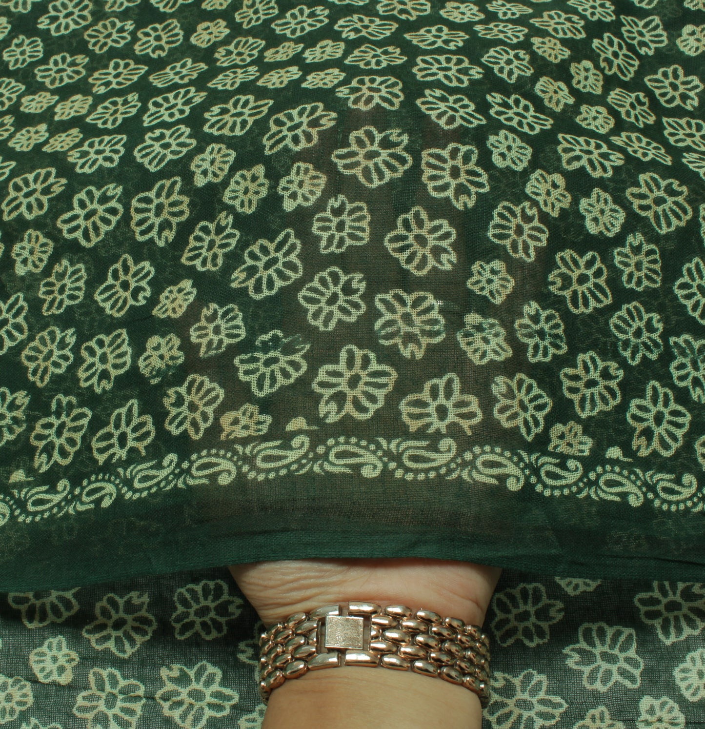Sushila Vintage Green Indian Saree 100% Pure Cotton Printed Floral Craft Fabric