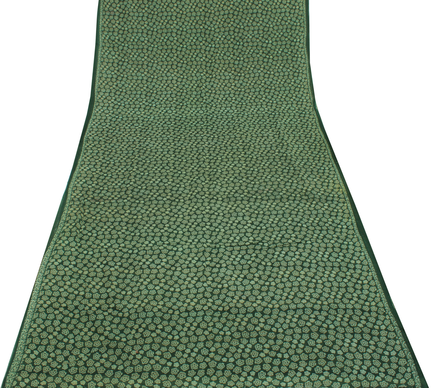 Sushila Vintage Green Indian Saree 100% Pure Cotton Printed Floral Craft Fabric