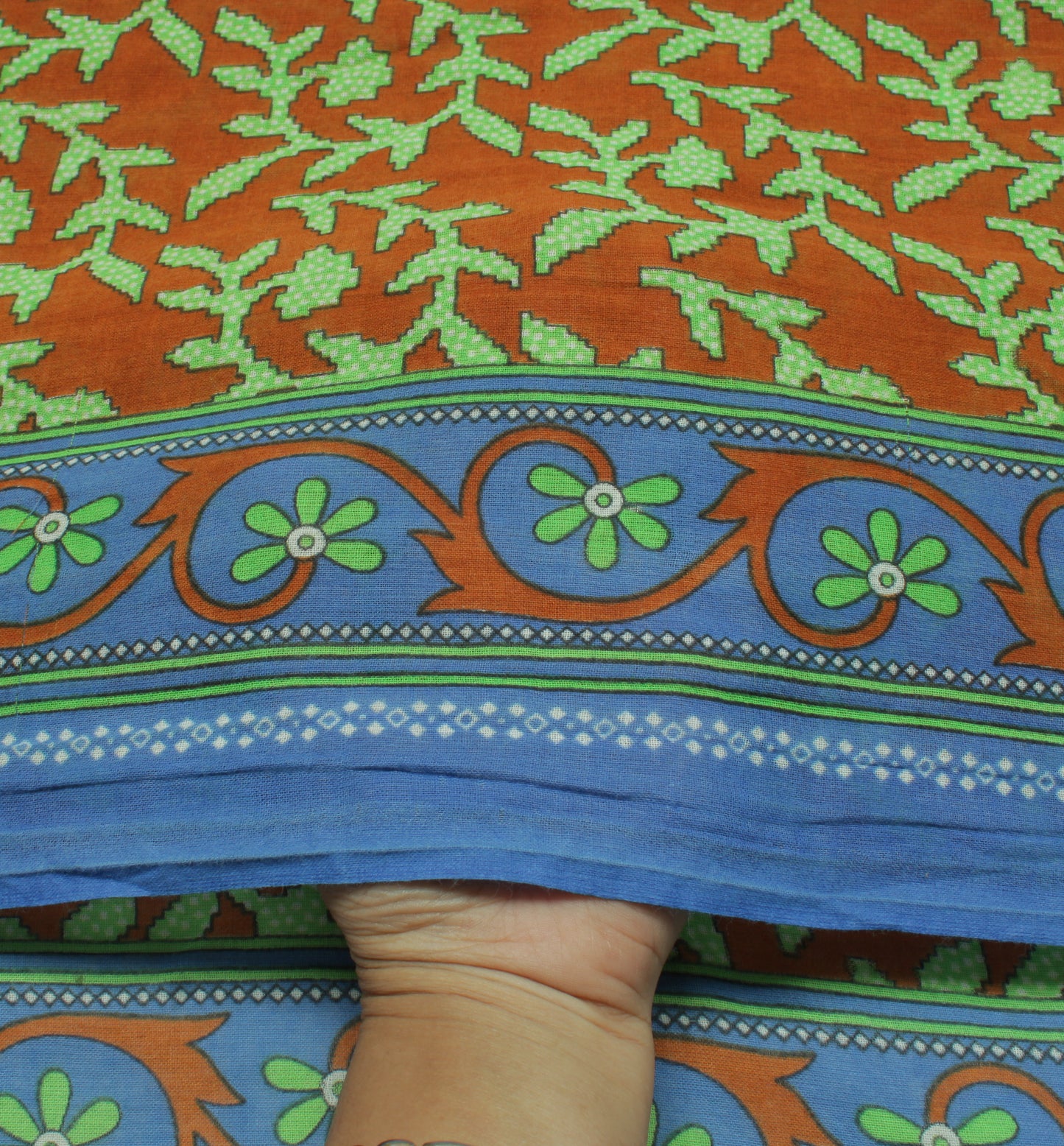 Sushila Vintage Brown Saree 100% Pure Cotton Printed Floral Soft Craft Fabric