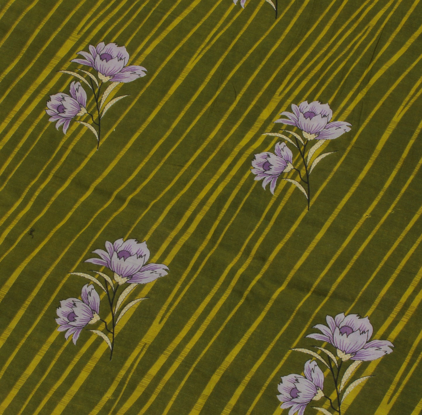 Sushila Vintage Green Saree 100% Pure Cotton Printed Floral Soft Craft Fabric
