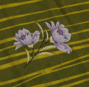 Sushila Vintage Green Saree 100% Pure Cotton Printed Floral Soft Craft Fabric