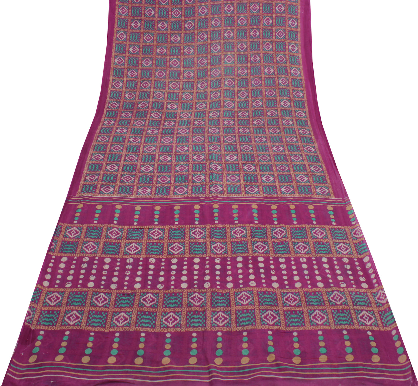 Sushila Vintage Purple Indian Saree 100% Pure Cotton Printed Soft Craft Fabric
