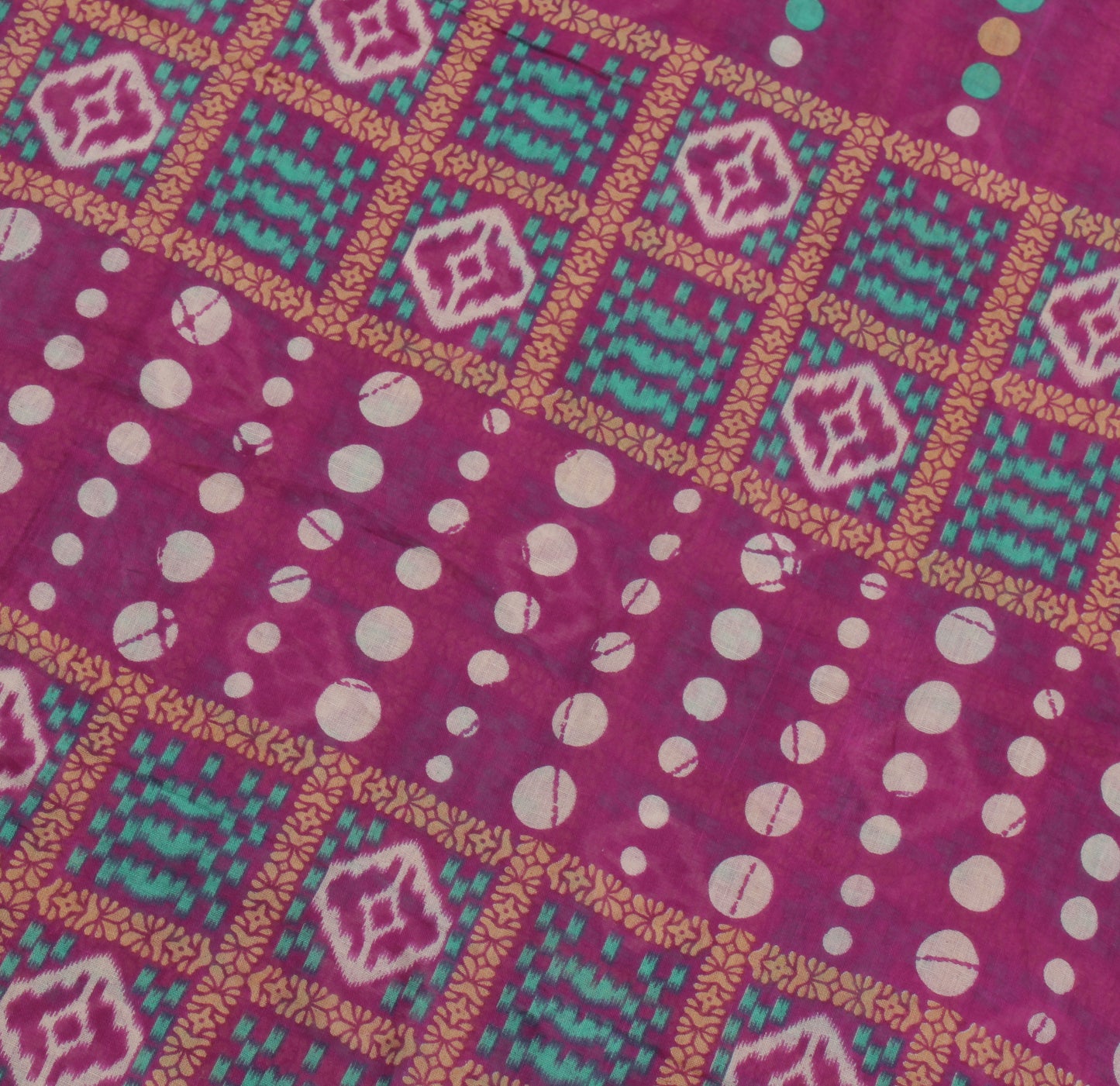 Sushila Vintage Purple Indian Saree 100% Pure Cotton Printed Soft Craft Fabric