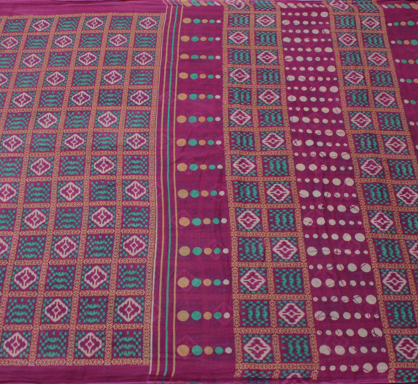 Sushila Vintage Purple Indian Saree 100% Pure Cotton Printed Soft Craft Fabric