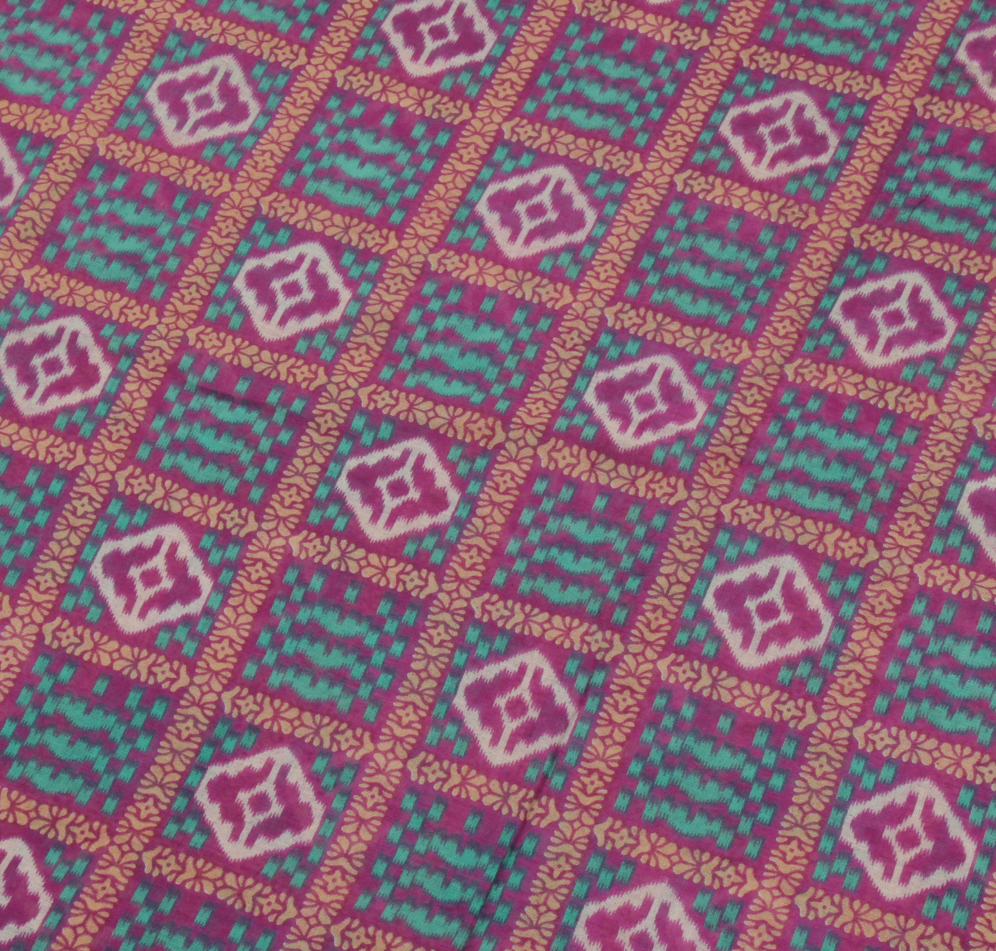 Sushila Vintage Purple Indian Saree 100% Pure Cotton Printed Soft Craft Fabric