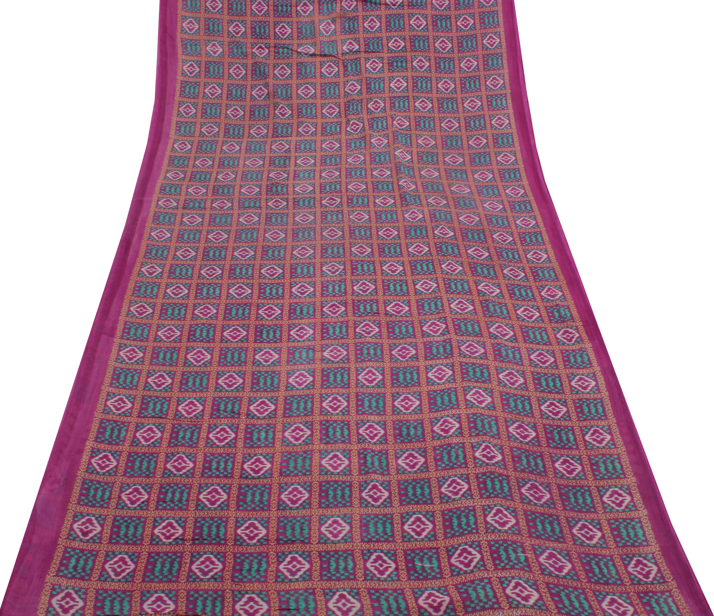 Sushila Vintage Purple Indian Saree 100% Pure Cotton Printed Soft Craft Fabric