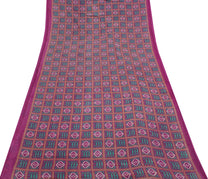 Sushila Vintage Purple Indian Saree 100% Pure Cotton Printed Soft Craft Fabric
