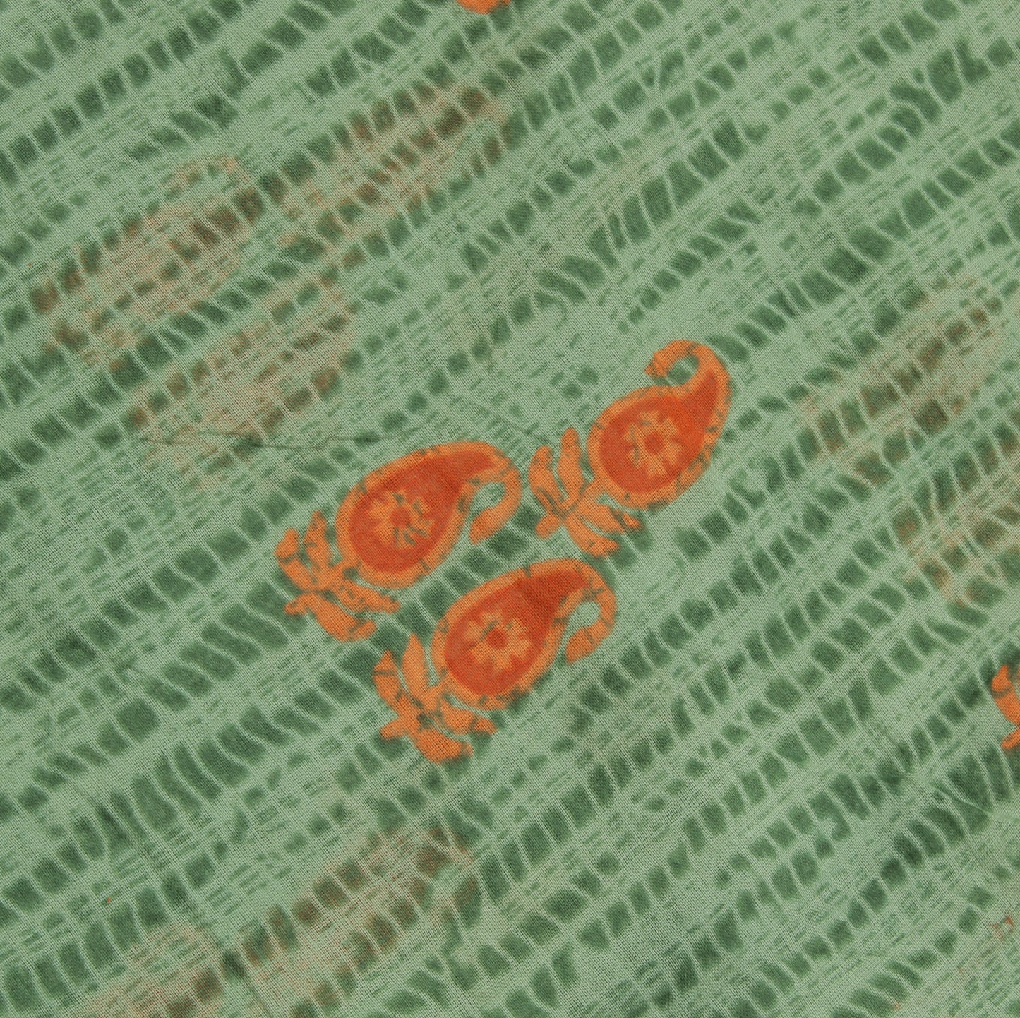 Sushila Vintage Green Saree 100% Pure Cotton Printed Floral Craft Sari Fabric
