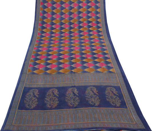 Sushila Vintage Multi-Color Saree 100% Pure Cotton Printed Soft Craft Fabric