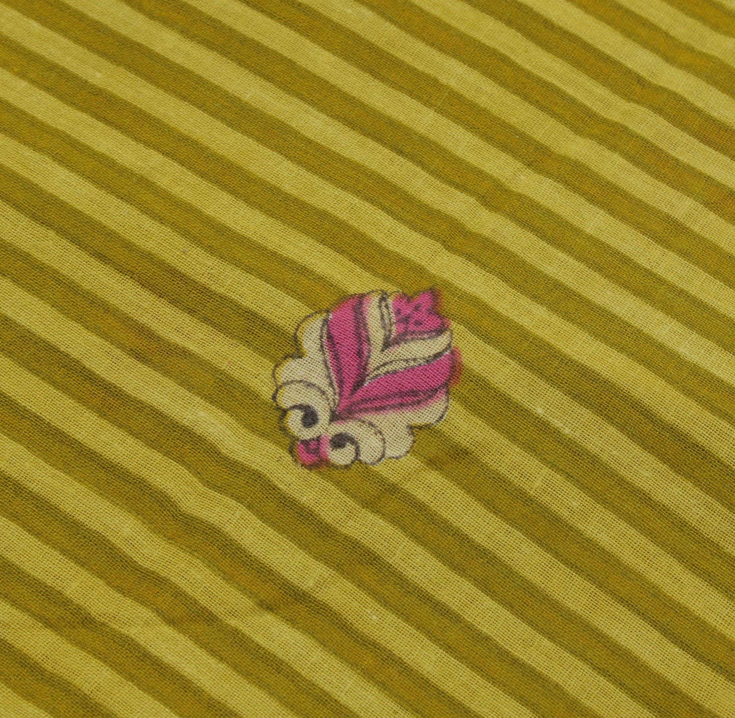 Sushila Vintage Green Saree 100% Pure Cotton Printed Stripes Soft Craft Fabric