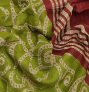 Sushila Vintage Green Saree 100% Pure Cotton Printed Floral Soft Craft Fabric