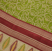 Sushila Vintage Green Saree 100% Pure Cotton Printed Floral Soft Craft Fabric