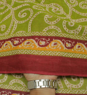 Sushila Vintage Green Saree 100% Pure Cotton Printed Floral Soft Craft Fabric