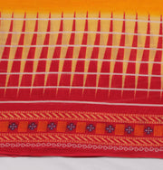 Sushila Vintage Orange Saree 100% Pure Cotton Printed Stripes Soft Craft Fabric