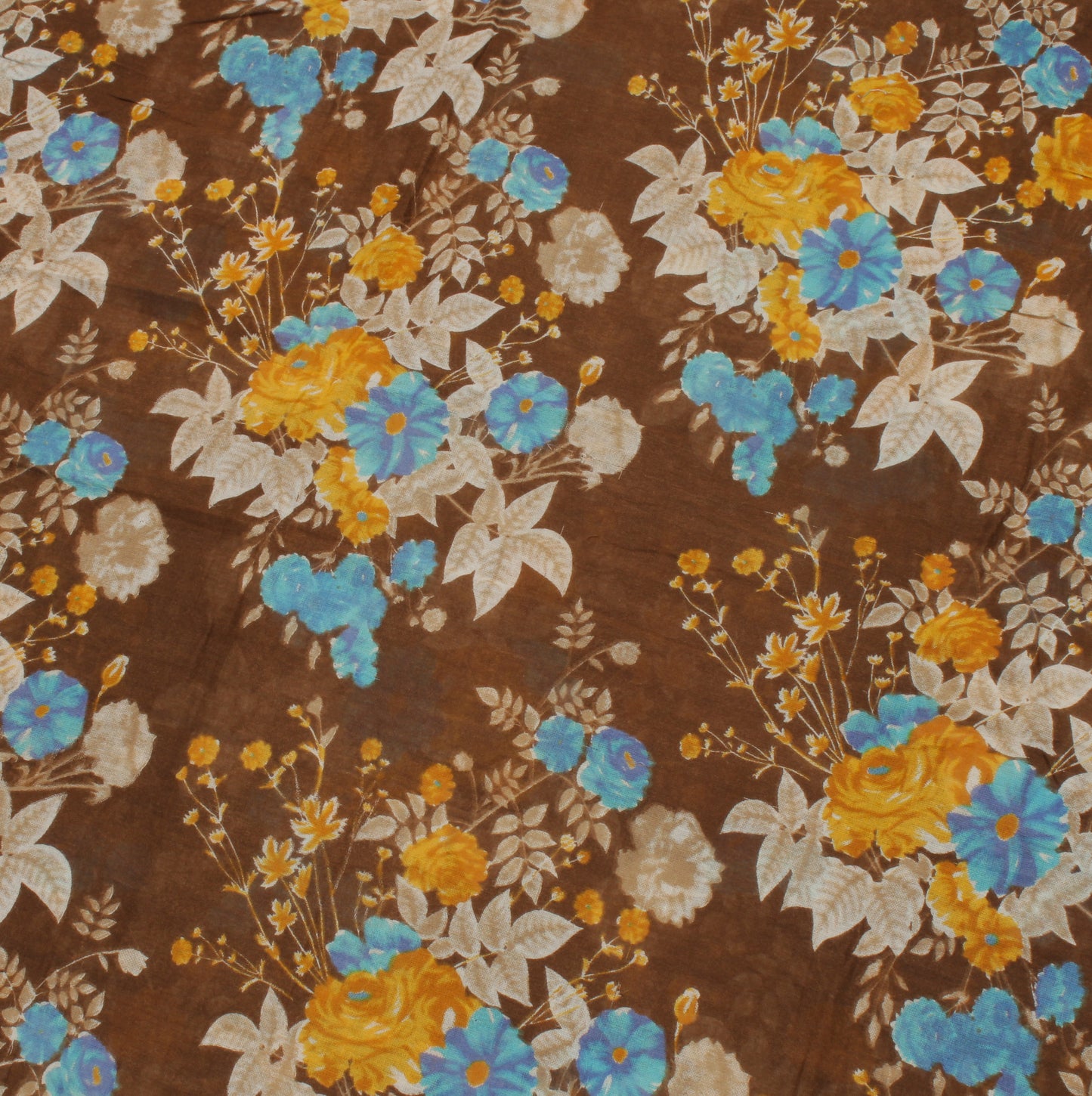 Sushila Vintage Brown Saree 100% Pure Cotton Printed Floral Soft Craft Fabric