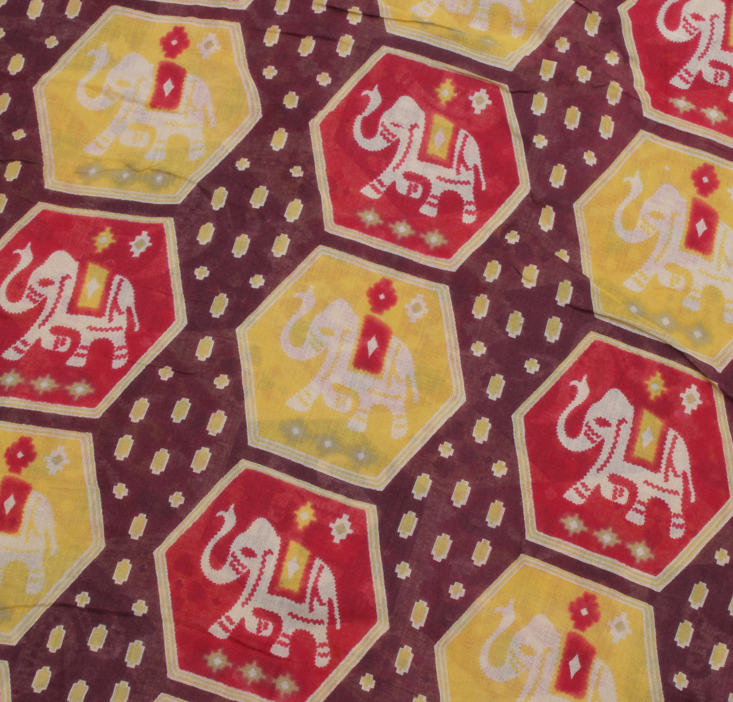 Sushila Vintage Yellow Saree 100% Pure Cotton Printed Animals Soft Craft Fabric