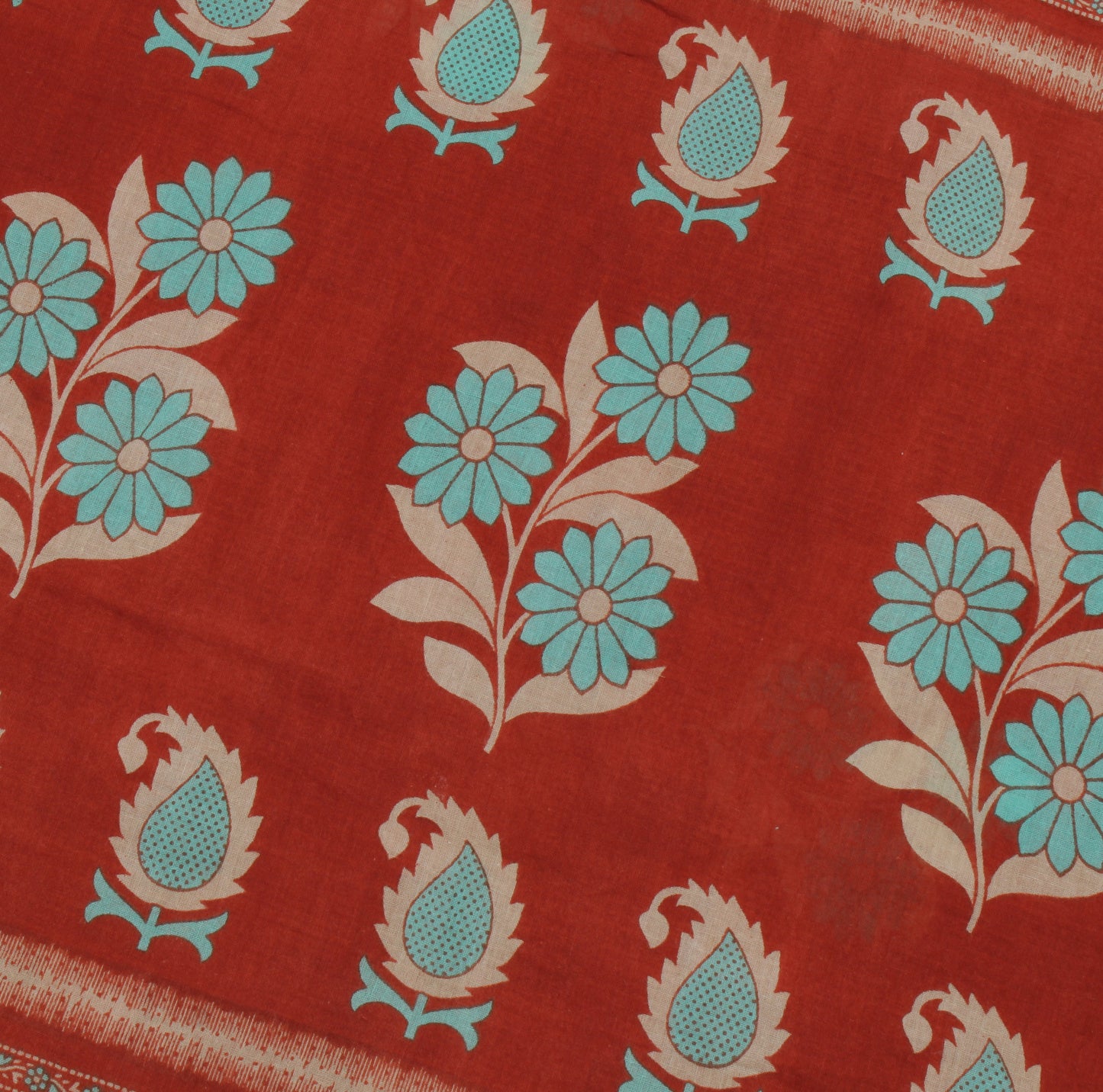 Sushila Vintage Brown Saree 100% Pure Cotton Printed Floral Soft Craft Fabric