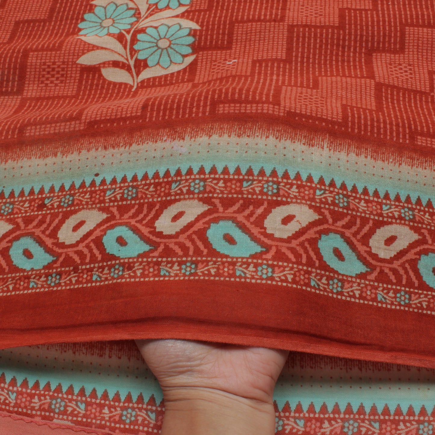 Sushila Vintage Brown Saree 100% Pure Cotton Printed Floral Soft Craft Fabric