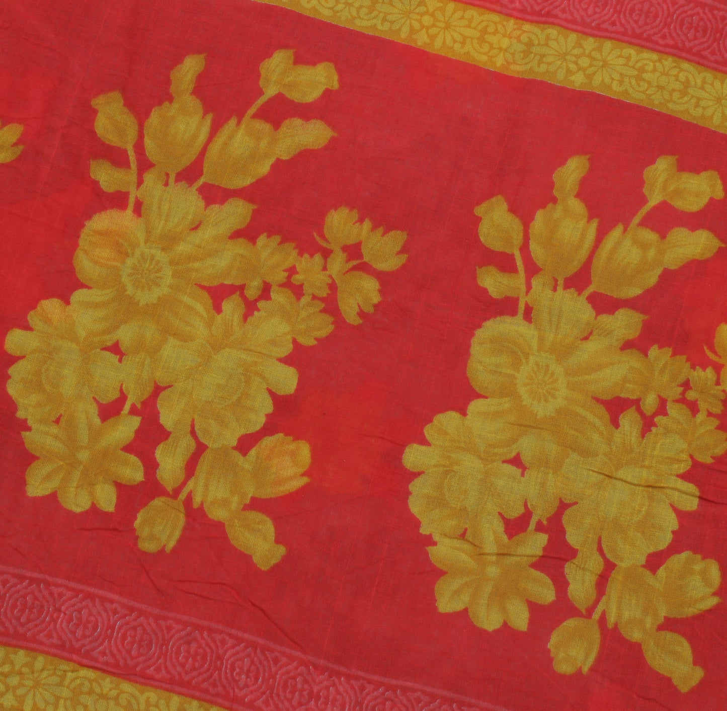 Sushila Vintage Gray Saree 100% Pure Cotton Printed Floral Soft Craft Fabric