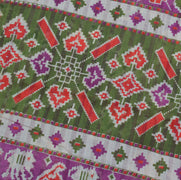 Sushila Vintage Purple Sari 100% Pure Cotton Printed Elephant Birds Craft Fabric