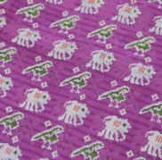 Sushila Vintage Purple Sari 100% Pure Cotton Printed Elephant Birds Craft Fabric