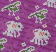 Sushila Vintage Purple Sari 100% Pure Cotton Printed Elephant Birds Craft Fabric